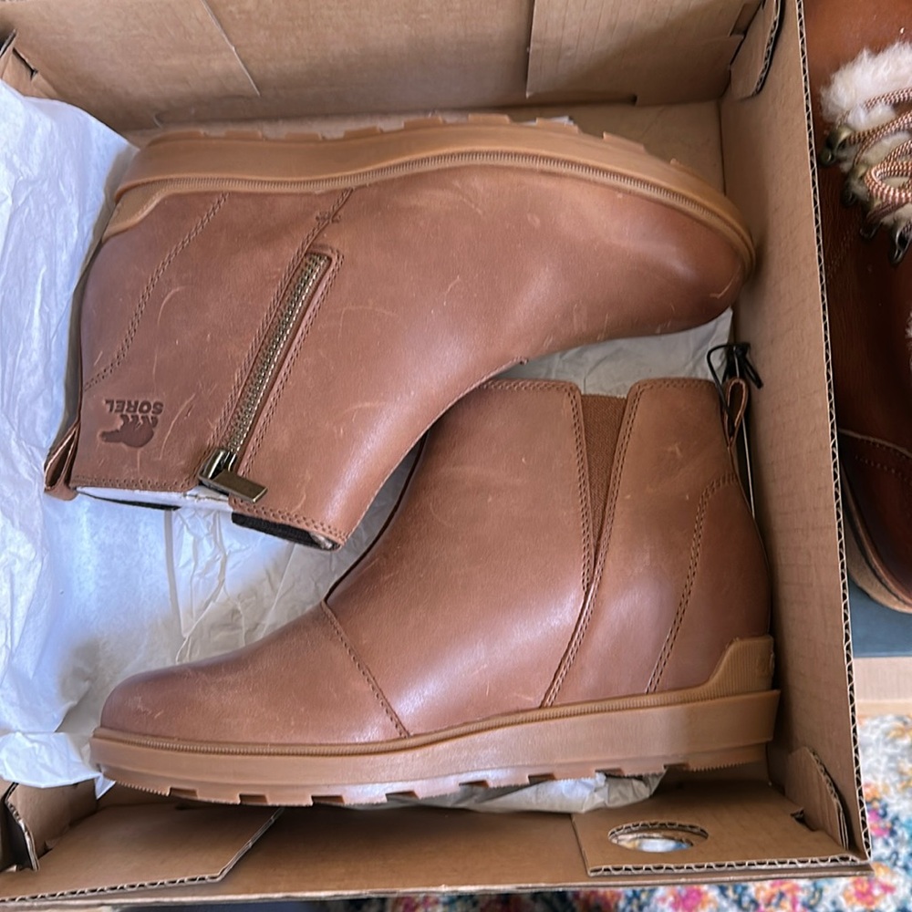 NWT Sorel Evie II Zip Booties Velvet Tan 8.5/39.5